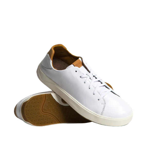 Olukai Men's Lae‘ahi Lī ‘Ili Leather Sneaker White - Image 3