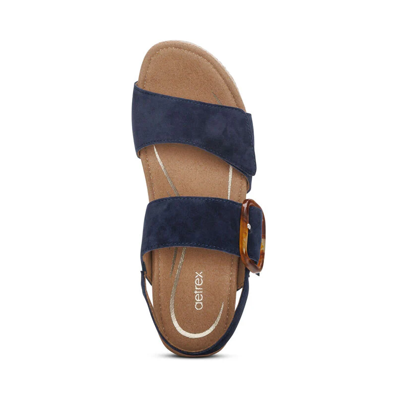 Aetrex Women's Ashley Espadrille Wedge Navy - Image 3