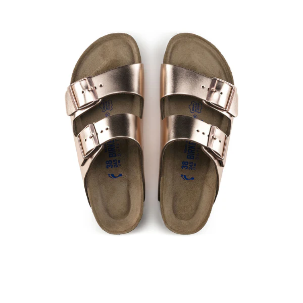 Birkenstock Women's Arizona Soft Footbed Leather White Copper - Image 3