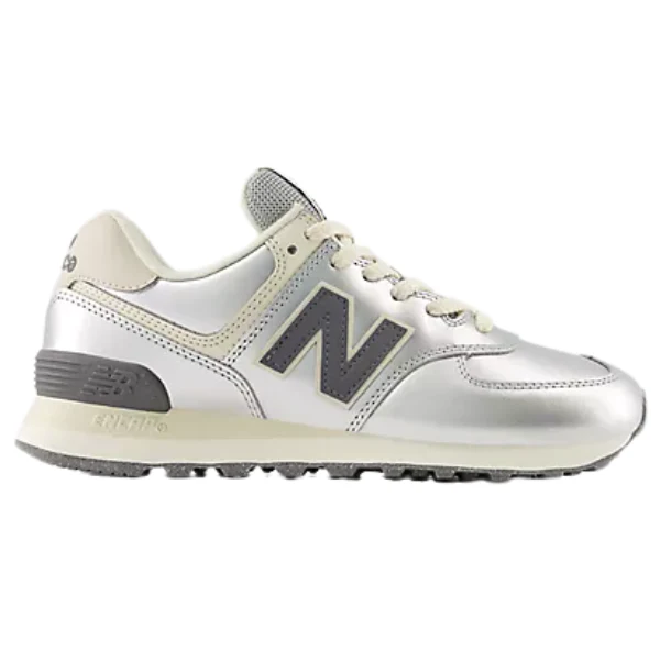 New Balance Women's 574 Metallic Silver/Arctic Grey - Image 2