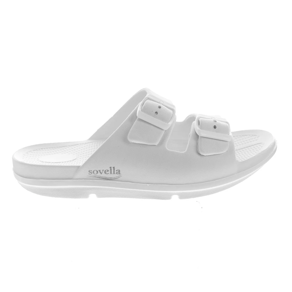Sovella Women's Buckle Slide White - Image 3
